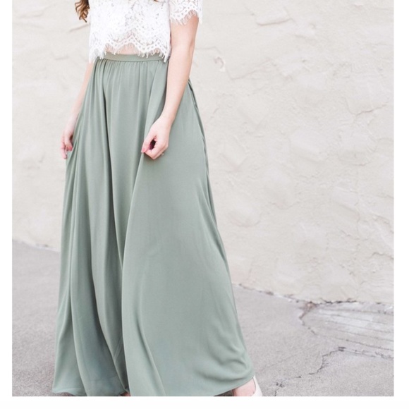Sage Green Maxi Skirt - Picture 6 of 6